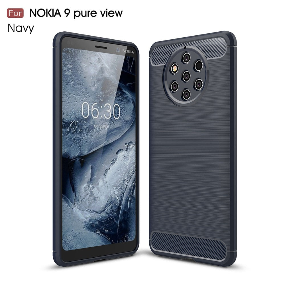 Keysion Phone Case For Nokia 9 Pureview Carbon Fiber Soft Tpu