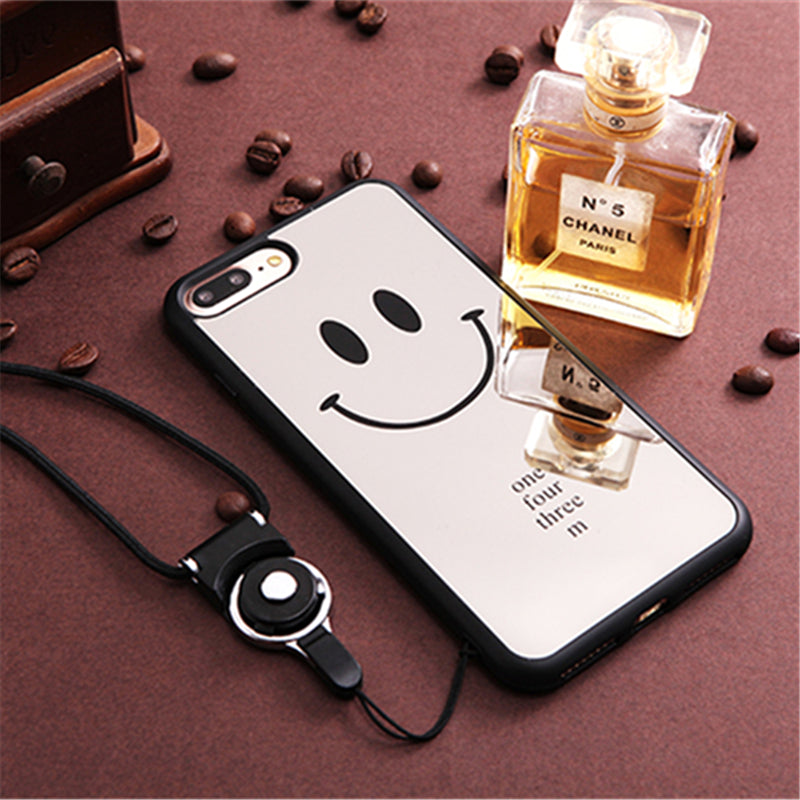 Mirror Skin Black White Smile Emoji Soft Tpu Phone Case For Iphone 7 8 Ferrum Cases