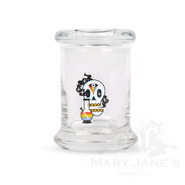 large glass skull jar