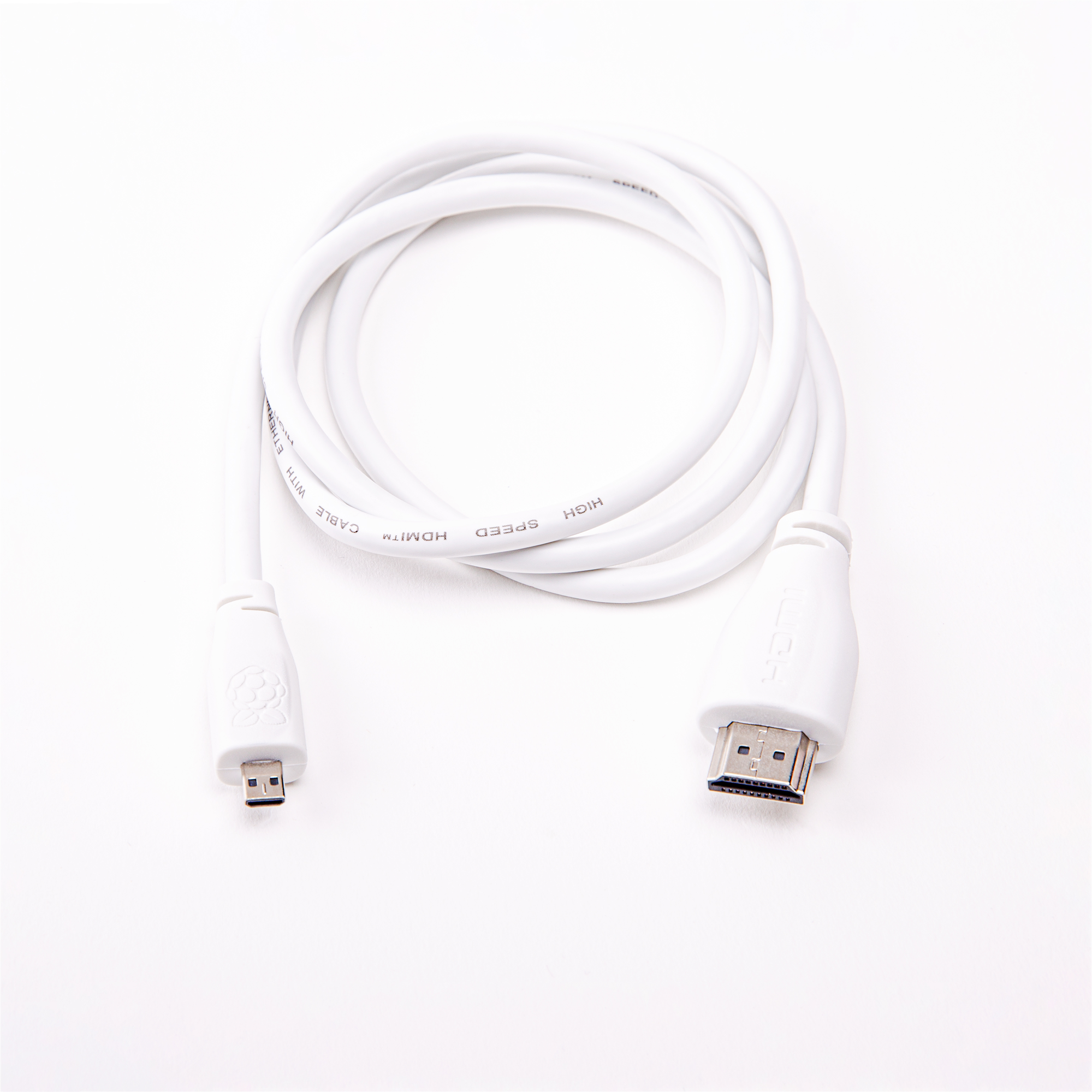Raspberry Pi micro-HDMI to standard Cable, to 2 meter, White or