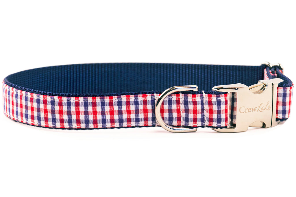 red white and blue bow tie dog collar