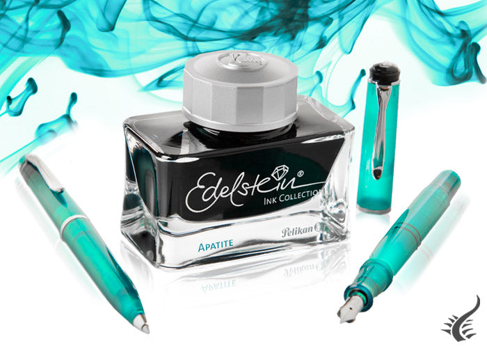 Tintero 50ml, estilográfica y bolígrafo Pelikan Edelstein Apatite