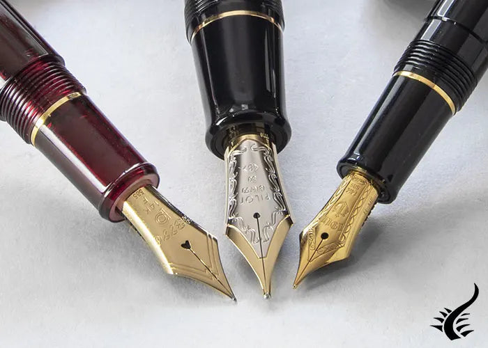 plumines de oro 14K de Platinum, Pilot y Sailor 