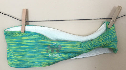 Ponya Bamboo Terry Lined Sweatband on clothing line