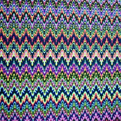 Close up of Rave On pattern for Ponya Bands Non-Slip Headbands and Bamboo Sweatbands--bold colors in abstract chevron pattern