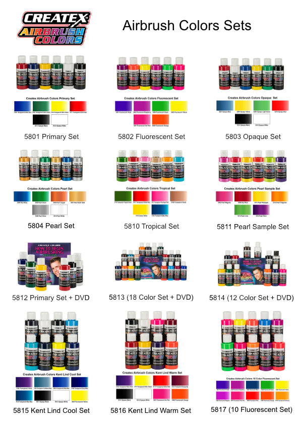 Createx Airbrush Colors Paint 4 Color Primary Set