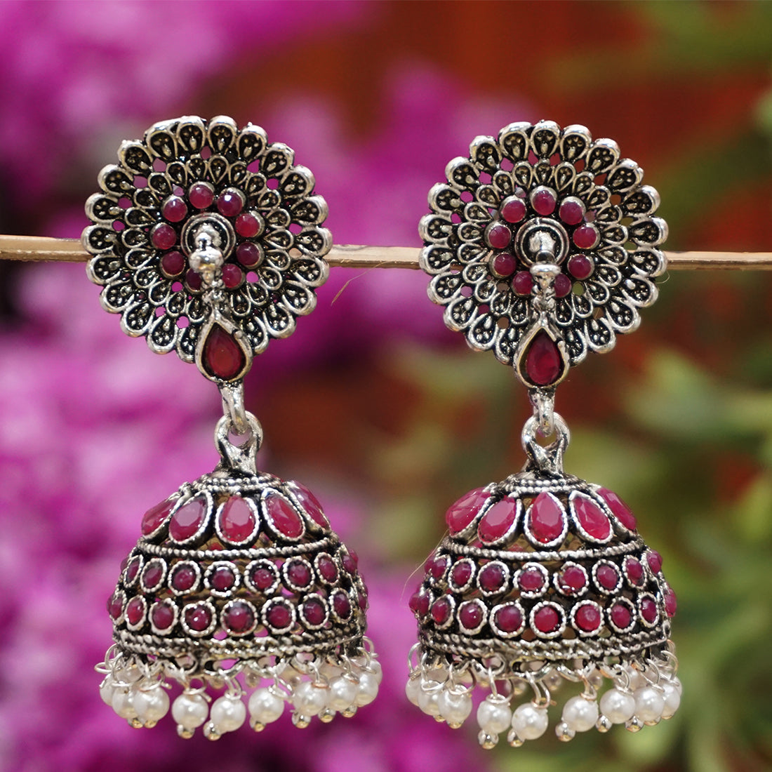 925 Oxidised Silver Long Jhumka Earrings For Women And Girls  Silver  Palace