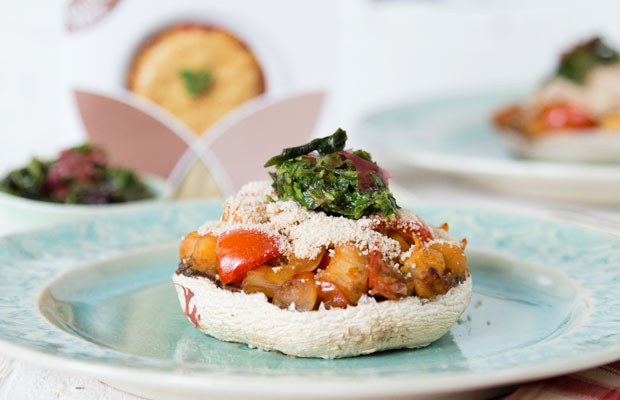 Stuffed Mushrooms with Seaweed Gremolata Topped with Gluten Free Brown Rice Breadcrumbs