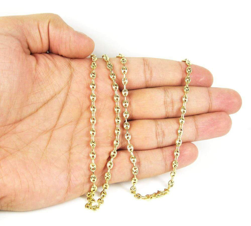 14K Gold Puff Mariner Link Chain Bracelet