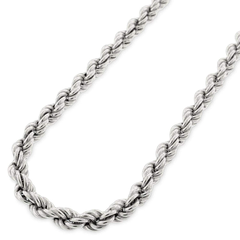 Sterling Silver 5mm Hollow Rope Rhodium 