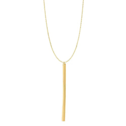 14kt Gold Polished Engraveable Long Veritcal Bar Necklace