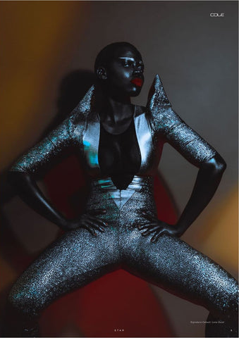 Grace Jones 80's glam rock fashion editorial Cole Magazine black model issue