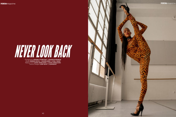 Leopard print thong bodysuit and leggings Penida Magazine editorial