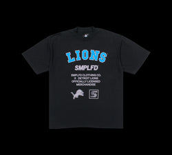 Men's SMPLFD Black Detroit Lions Stretch Block Pullover Hoodie