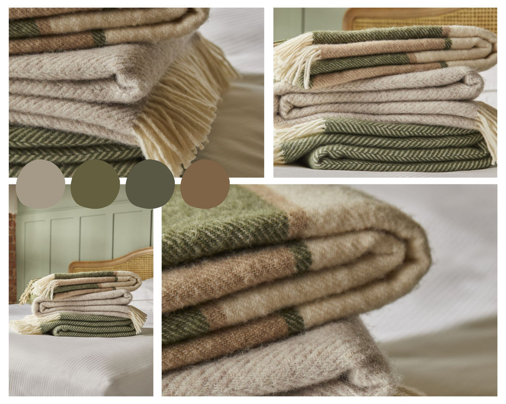 Green & Neutral Wool Blankets