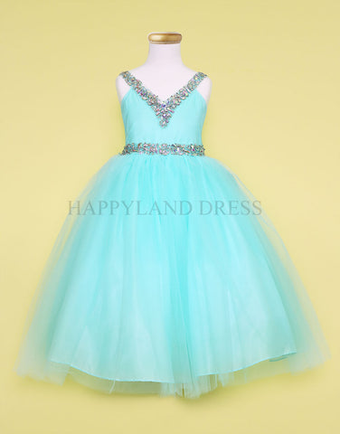 teal tea length dresses