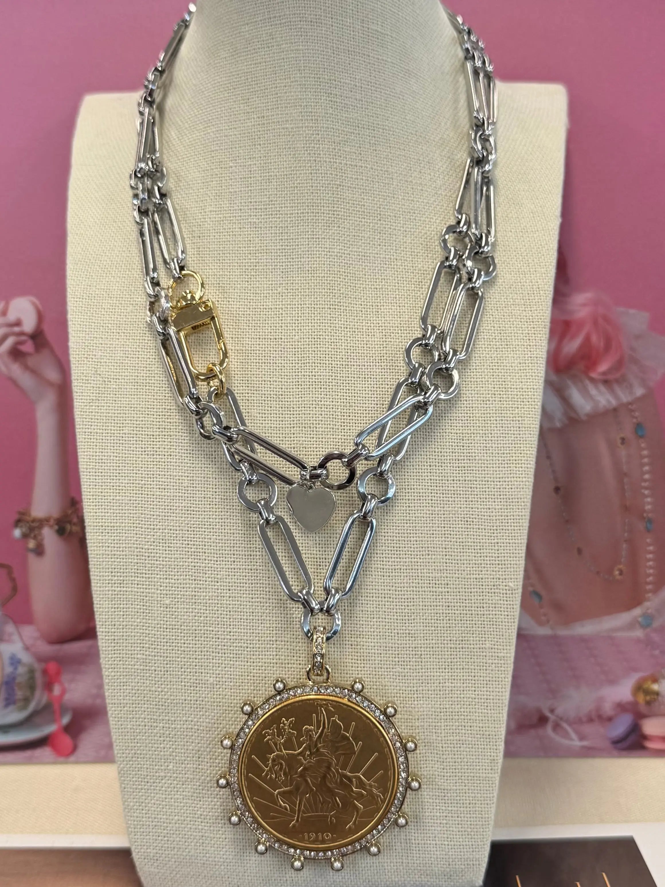 Long Equestrian Paperclip Necklace