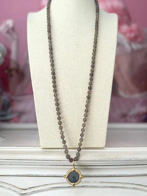 Bienvenue Bee  Necklace - Grey Moonstone - ValentineRouge.com
