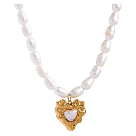 Chloe Heart Pearl Necklace With Gold Heart Pendant. Freshwater Pearl  Necklace. Toggle Clasp Necklace. Valentines. Heart Necklace. Love - Etsy