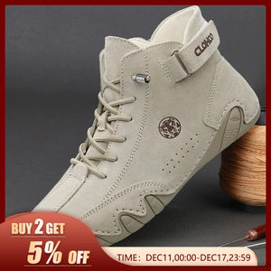 Men's Genuine Leather Light Lace-Up Ankle Boots - Axon Rewards