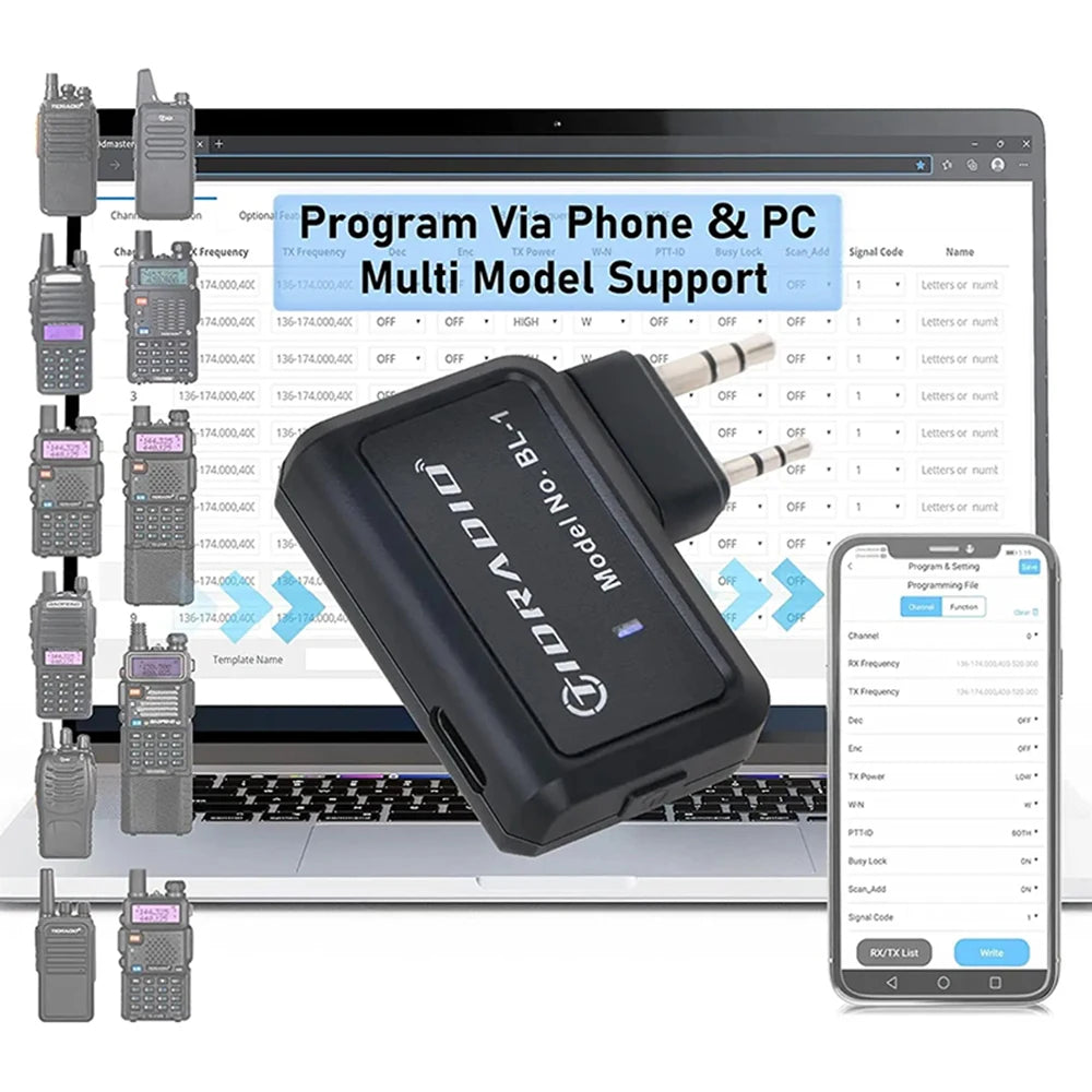 Multi Model Support Wireless Programmer For Phone, PC Or Bluetooth BF UV-5R BF-888S Radio