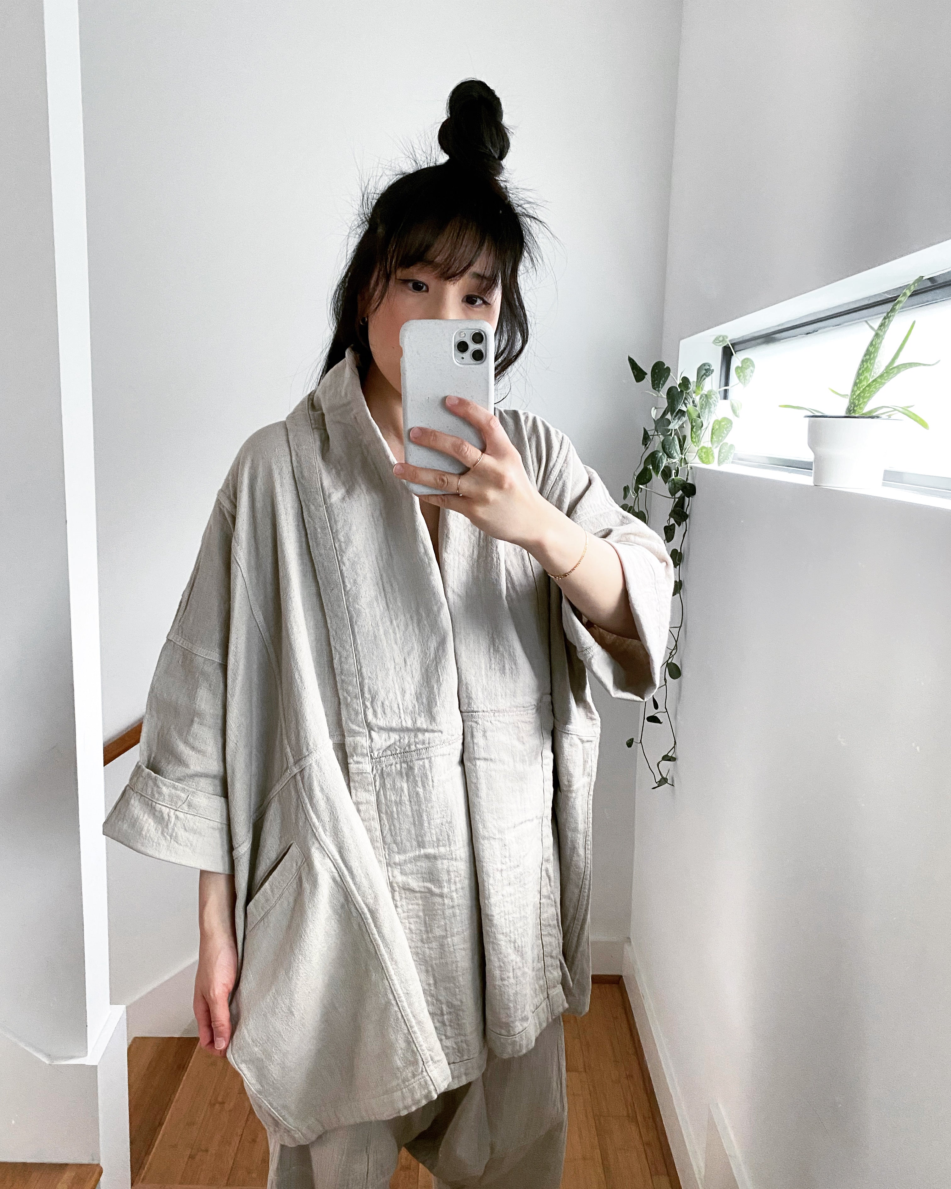 Haori Coat, Stone, Cotton