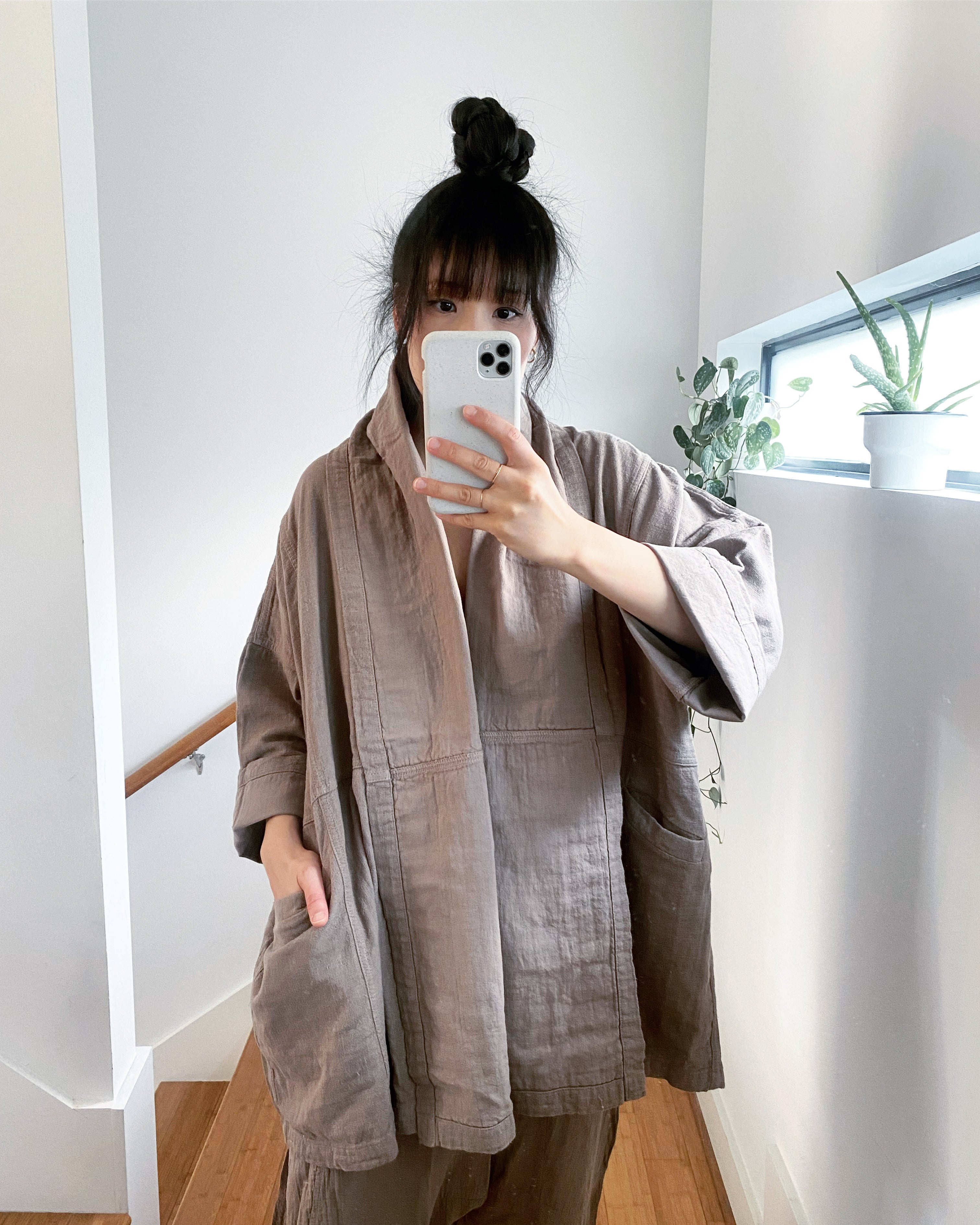 Haori Coat, Warm Grey, Cotton