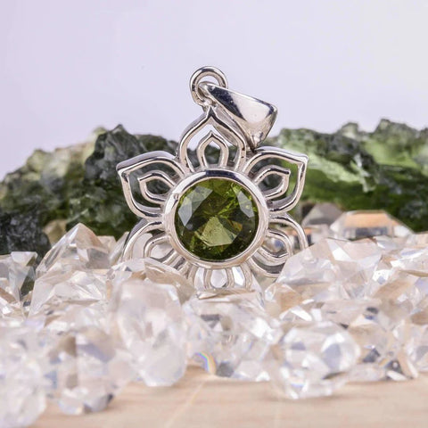 moldavite lotus pendant