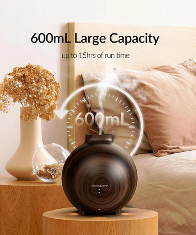 wood orb circle shaped essential oil diffuser and humidifier