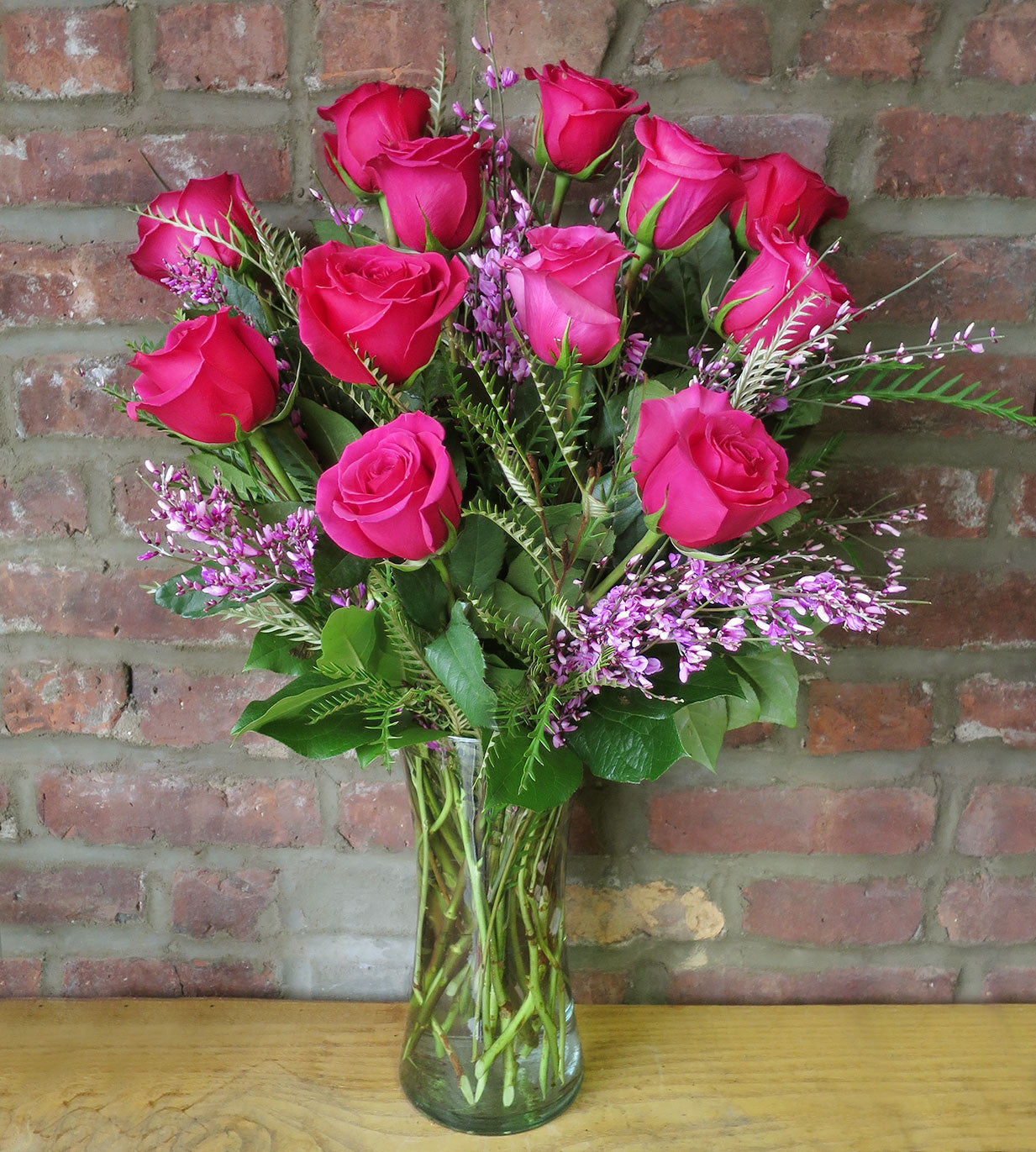 Dozen Hot Pink Roses Georgewood Florist 0211