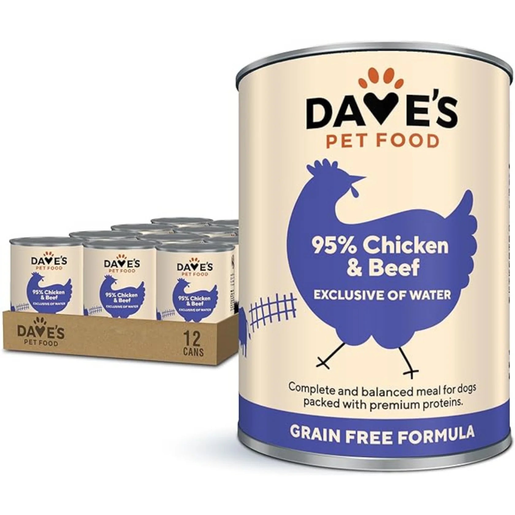 Dave's Pet Food 95% Premium Beef and Chicken Canned Dog Food