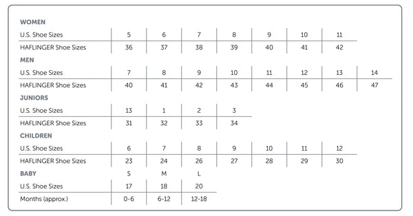 Haflinger Size Chart