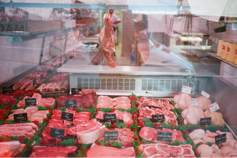 Butcher window shopping