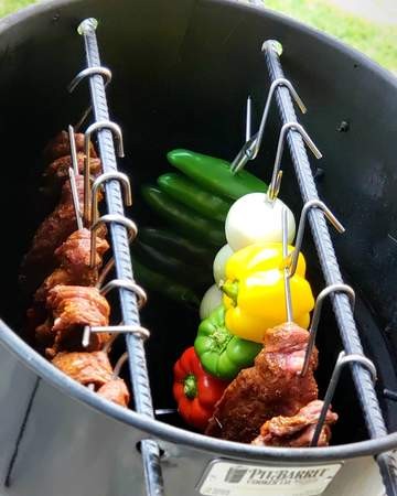 smoking-meat-and-veggies-in-pit-barrel-cooker