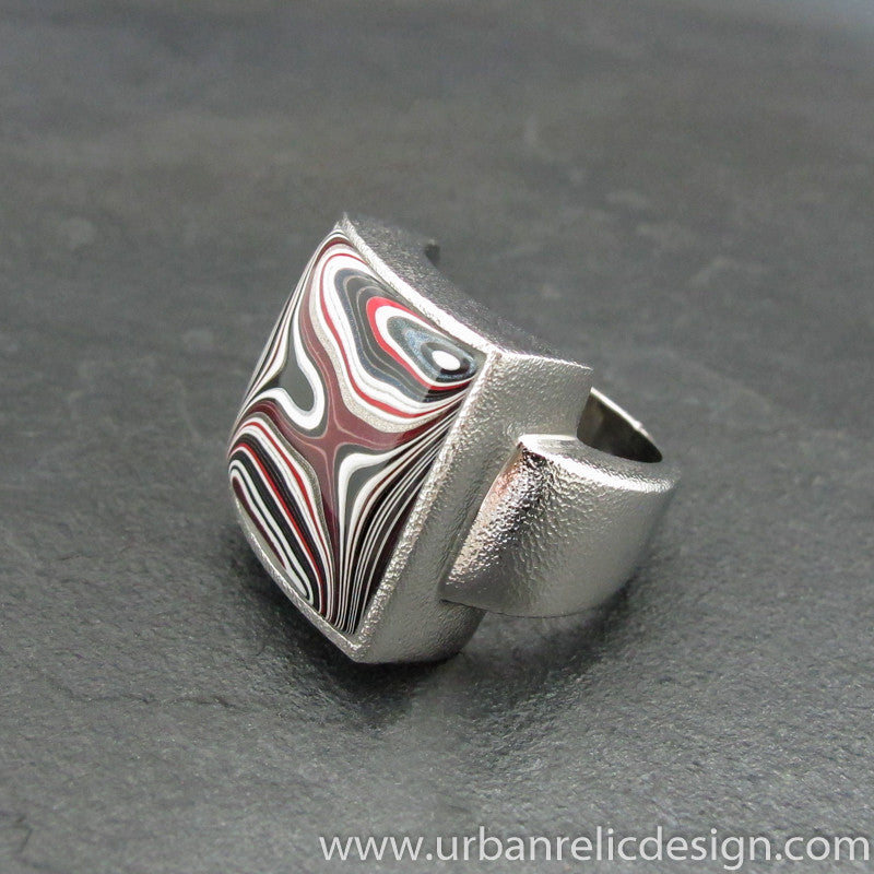 Sterling Silver and Motor Agate Fordite Ring #1133