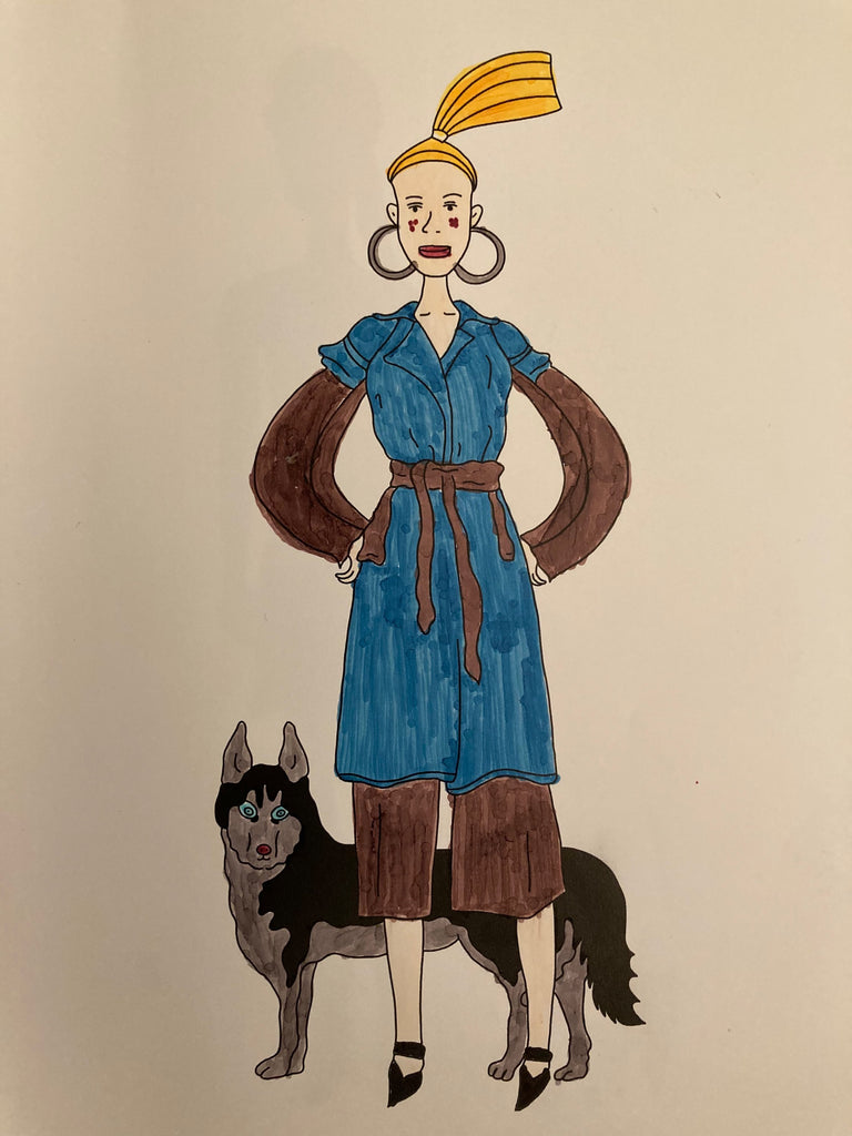 customer's coloring of strut with pup fashion coloring book page