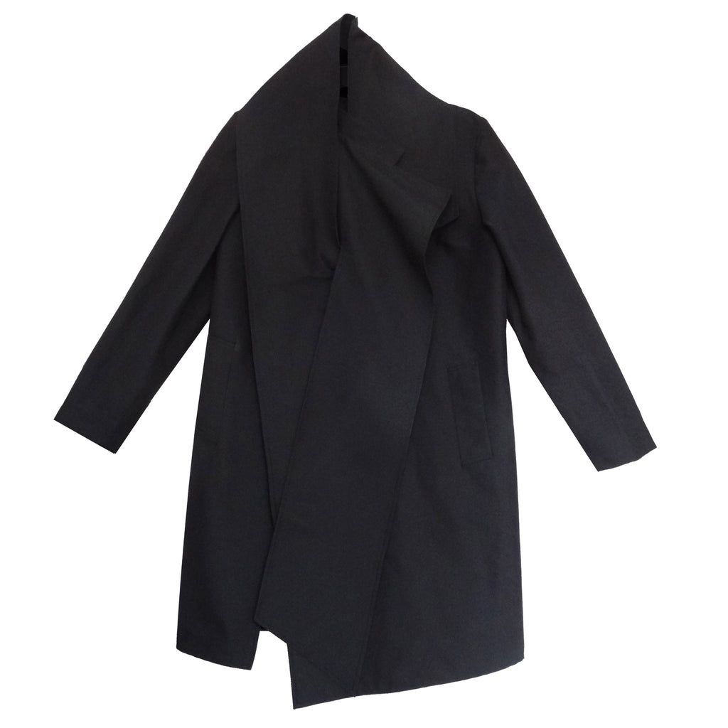 Black Silk Cotton Interlocking Coat NOT by Jenny Lai