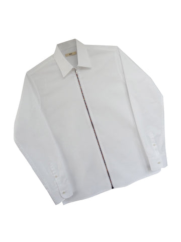 White cotton shirt with inlaid zip