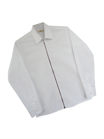 Tiger White Satin Mandarin Collar Shirt - SNITCH