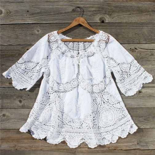  Vintage 70's Lace Embroidered Tunic 