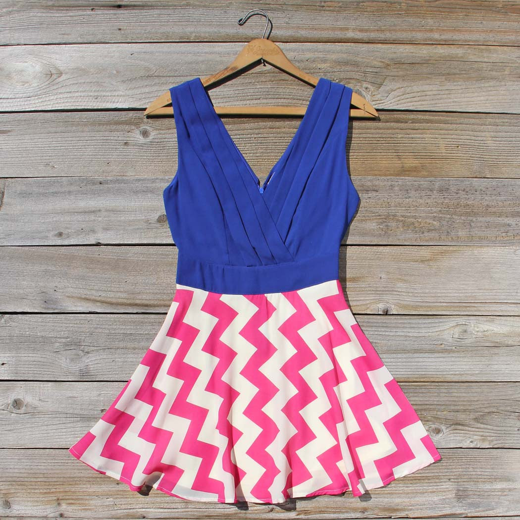  Firecracker Chevron Dress in Blue 