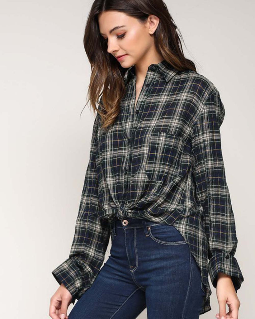 Tie Back Plaid Top in Navy, Sweet Plaid Tops from Spool No.72. | Spool ...