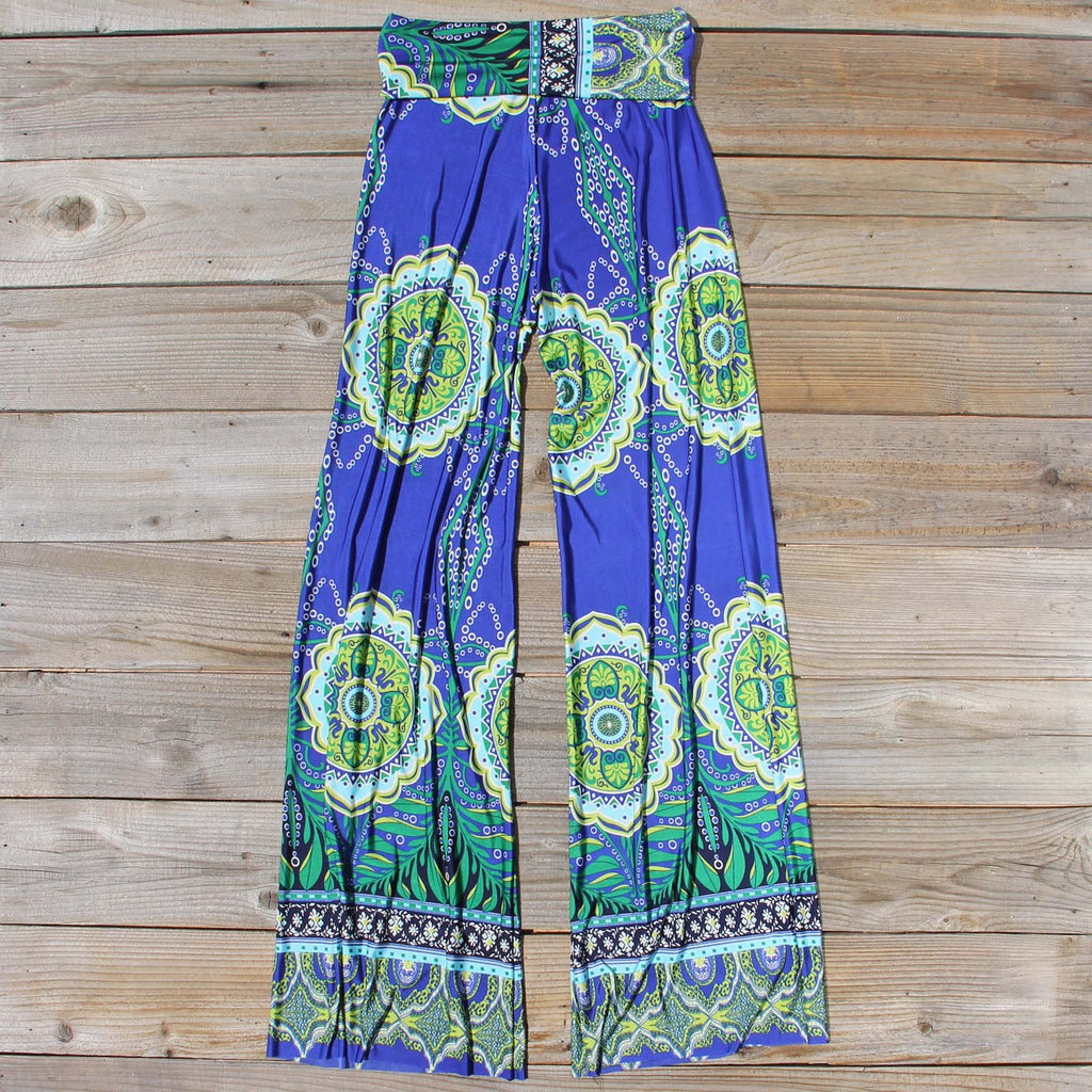 Cactus Legend Pants in Blue, Sweet Native Boho Palazzo Pants from Spool ...