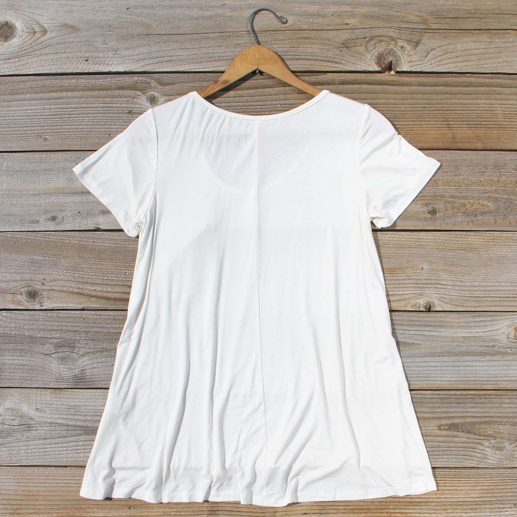 Cloudy Valley Tee in White, Women's Bohemian Tees & Tops from Spool 72 ...