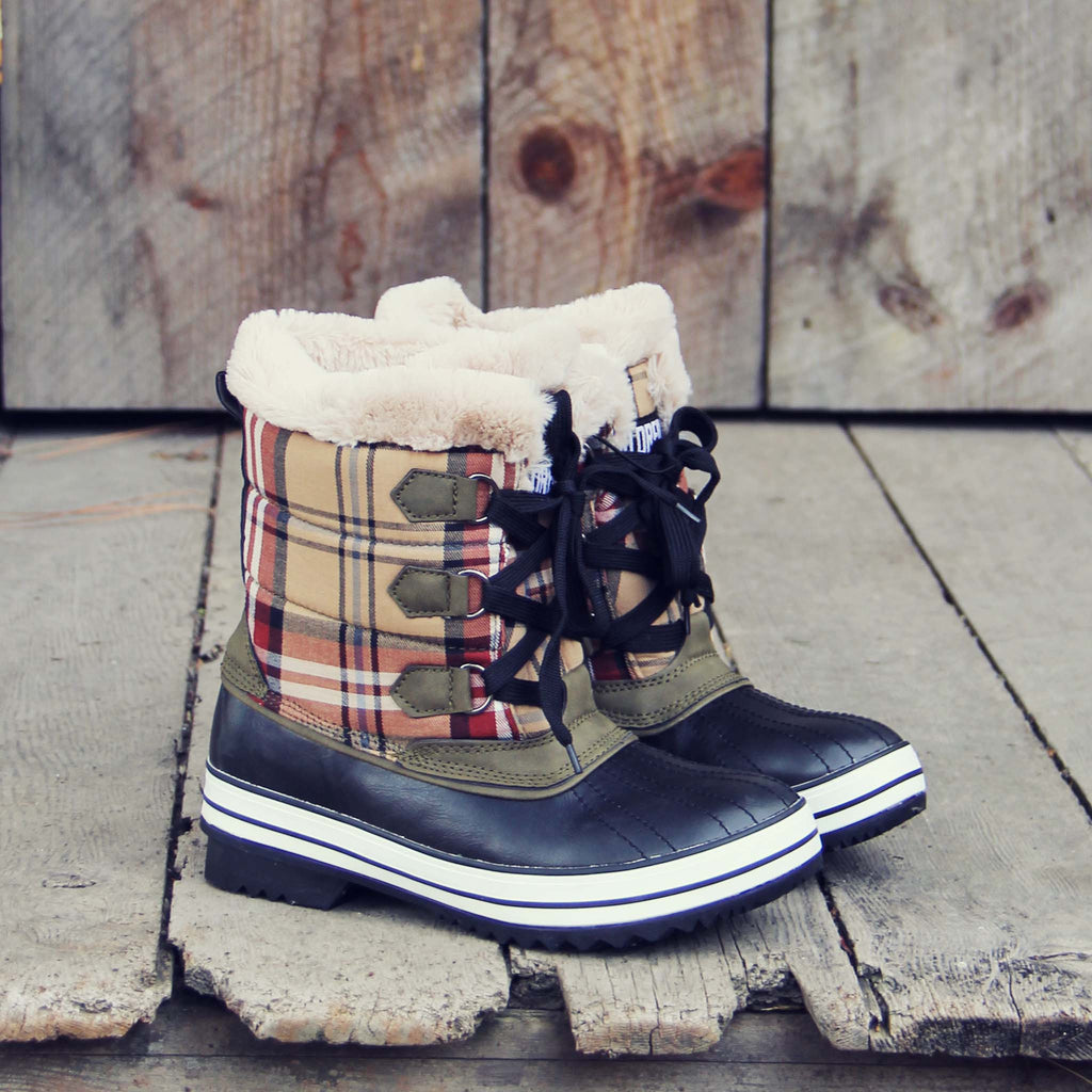 plaid snow boots