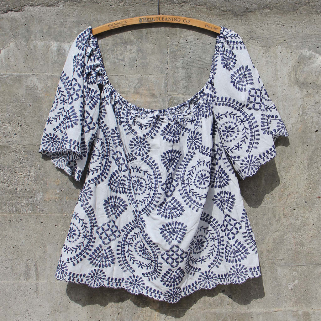 Florencia Top in Blue, Boho Embroidered Tops from Spool 72. | Spool No.72