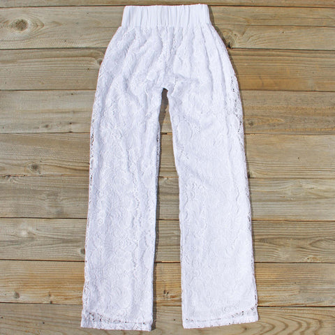 Fortunate Lace Pants in White, Sweet Lace Boho Palazzo Pants from Spool ...