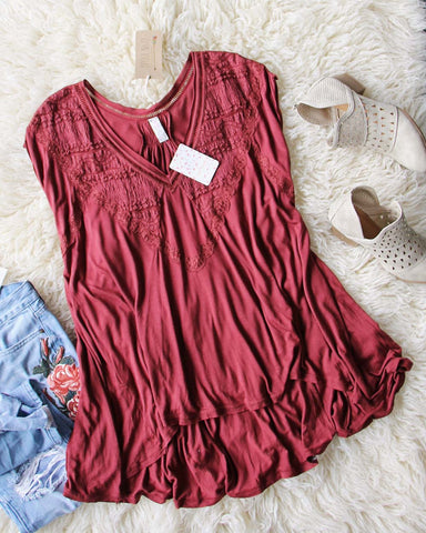 Free People Abigail Tee in Wine, Clearance Free People Tees and Tops ...