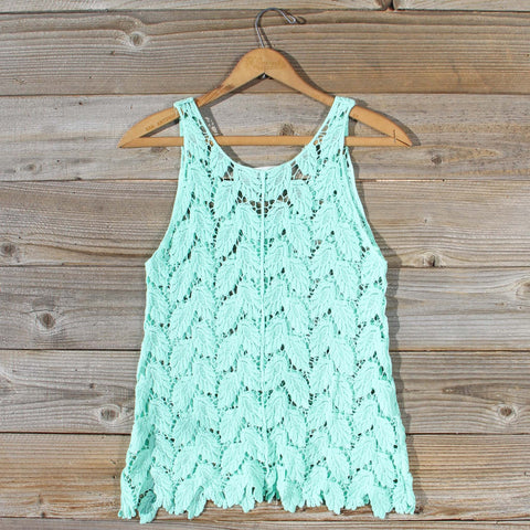 La Conner Lace Tank in Mint, Sweet Lace Tops from Spool 72. | Spool No.72