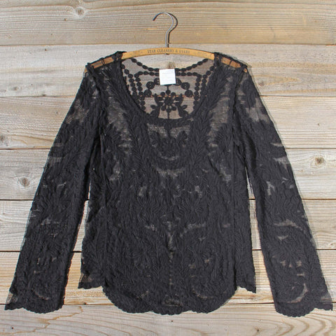 Laced in Snow Blouse in Black, Sweet Bohemian Tops from Spool No.72 ...